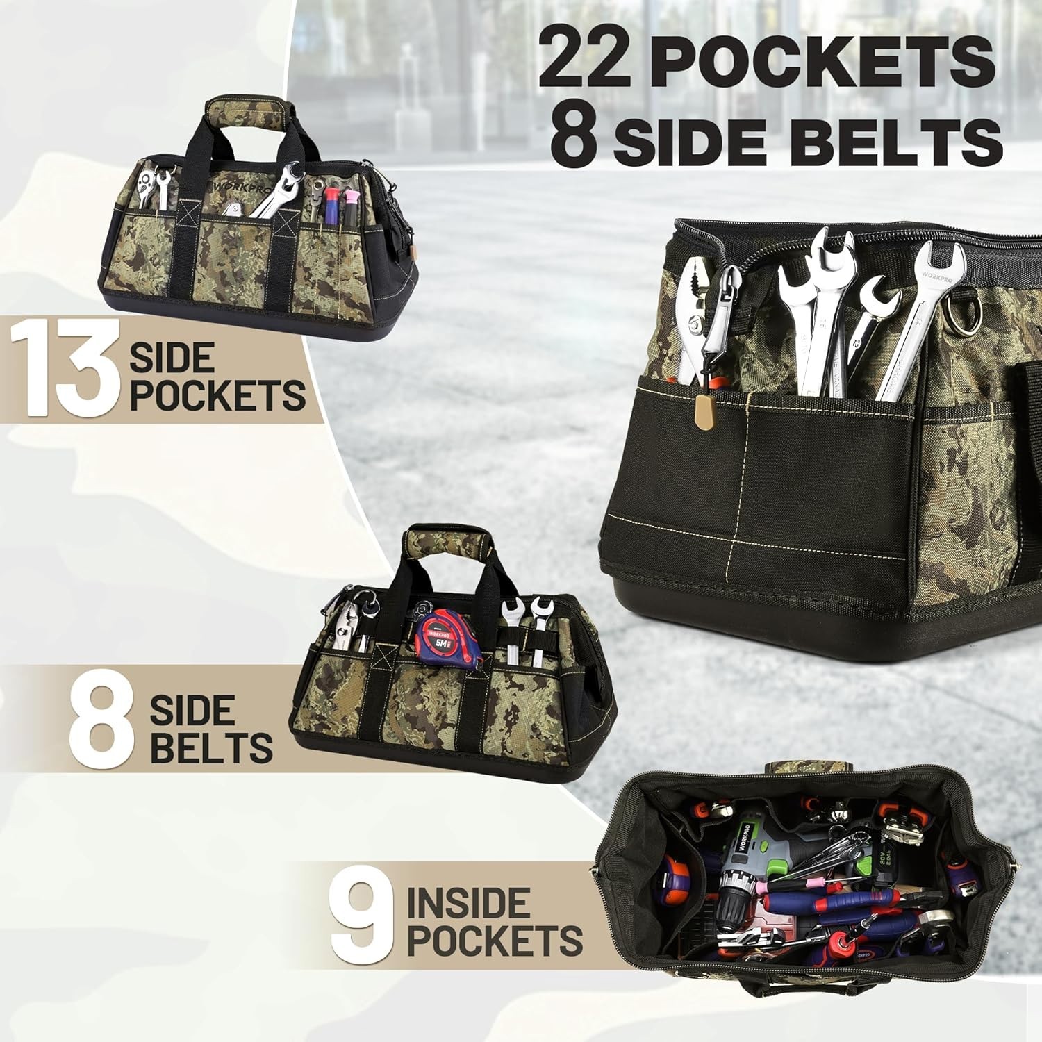 Adjustable Shoulder Strap Tool Bag with Waterproof Design and 33 lbs Capacity