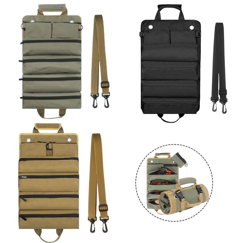 Heavy Duty Tool Roll Bag with Waterproof Coating and Reinforced Stitching