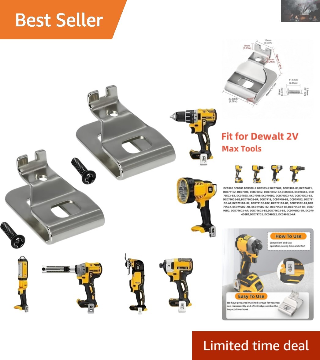 Durable 304 Stainless Steel Belt Clips for Secure DeWALT Tool Replacement
