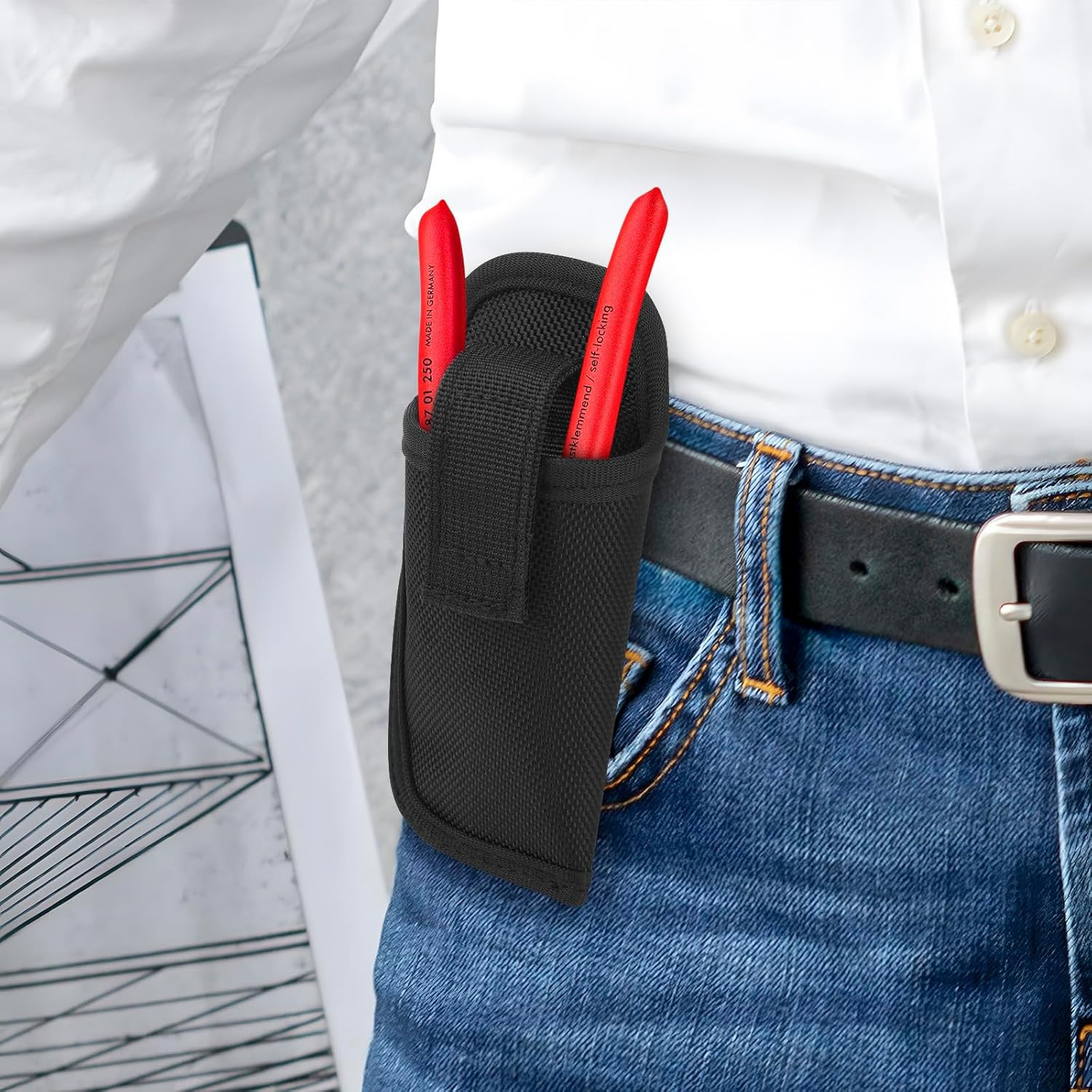 1 Pack Black 1680D Belt Sheath Pouch Holder for KNIPEX Cobra Pliers, Fit for 5-7
