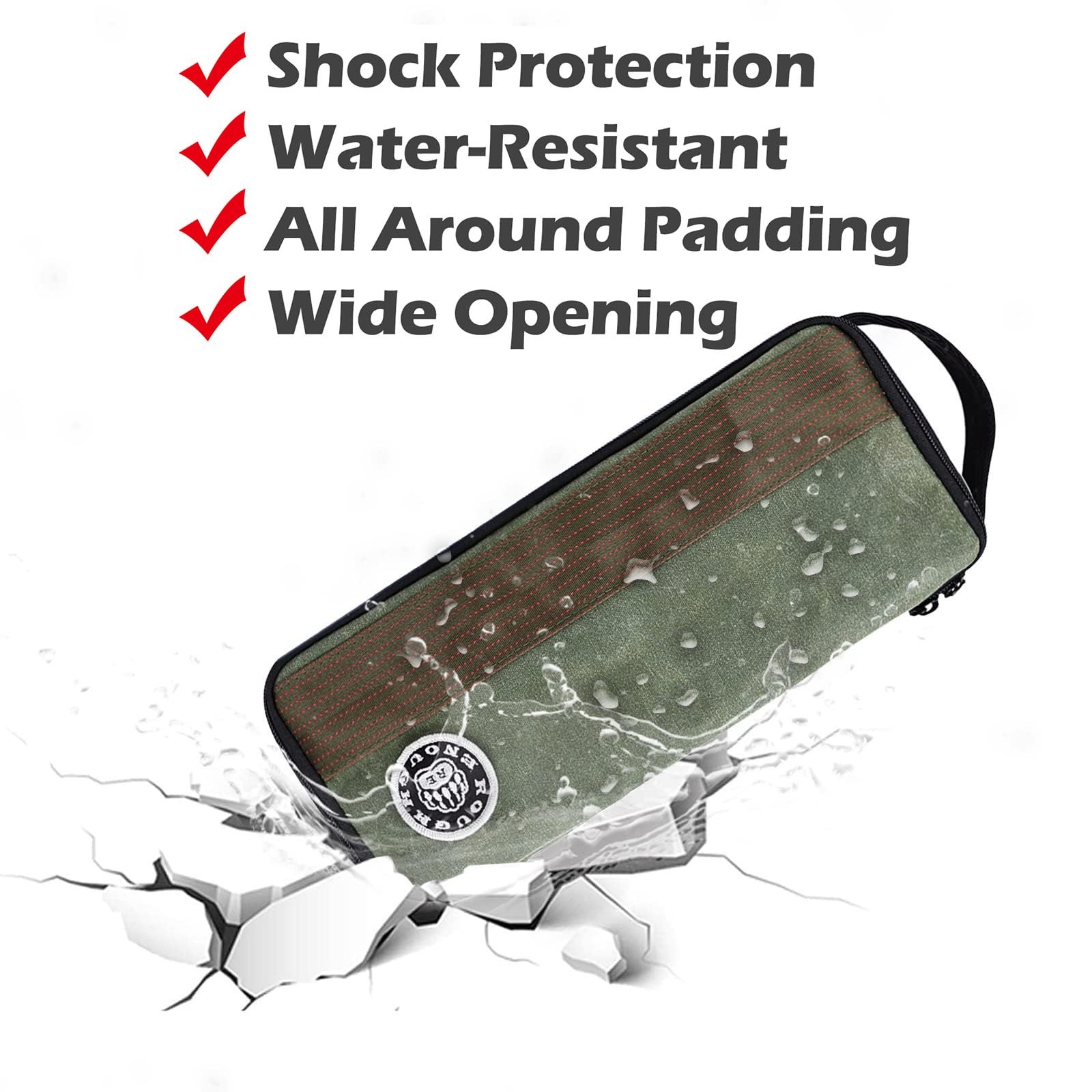 Rough Enough Small Tool Bag Case Portable Box EDC 12 x 4.3 x 4 inches, Green