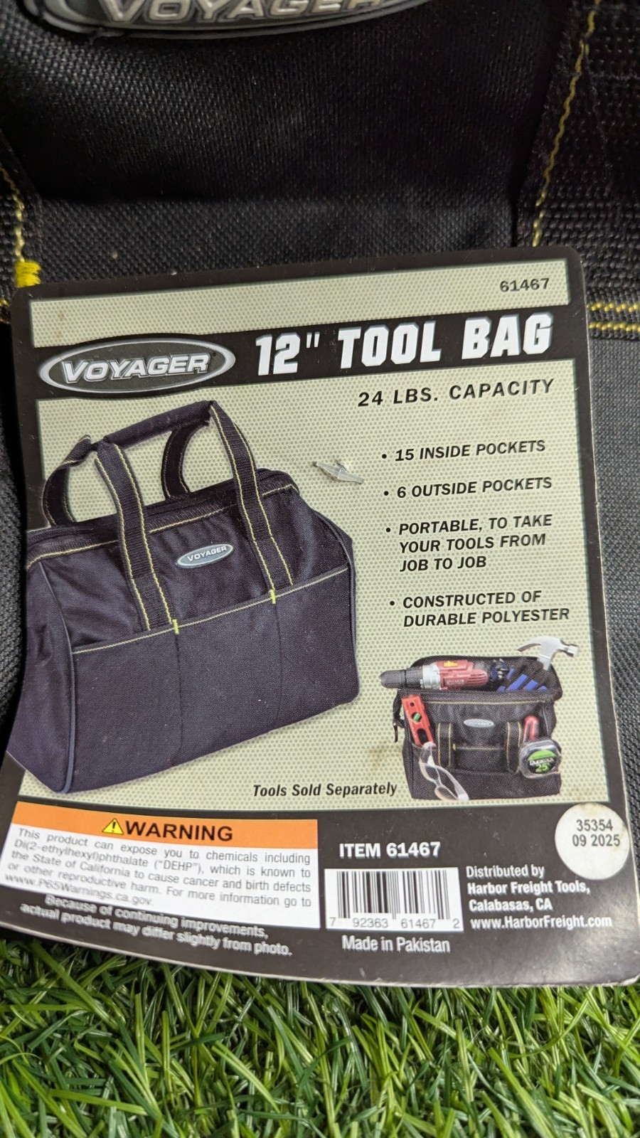Voyager 12″ Tool Bag 24lbs Capacity Black New w/ Tags Polyester