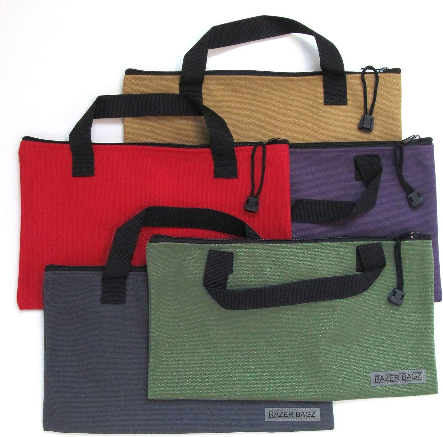 Canvas Tool Bags – 5 Piece Set – Rugged, Multi-Colored, Smooth Zipper, Handles