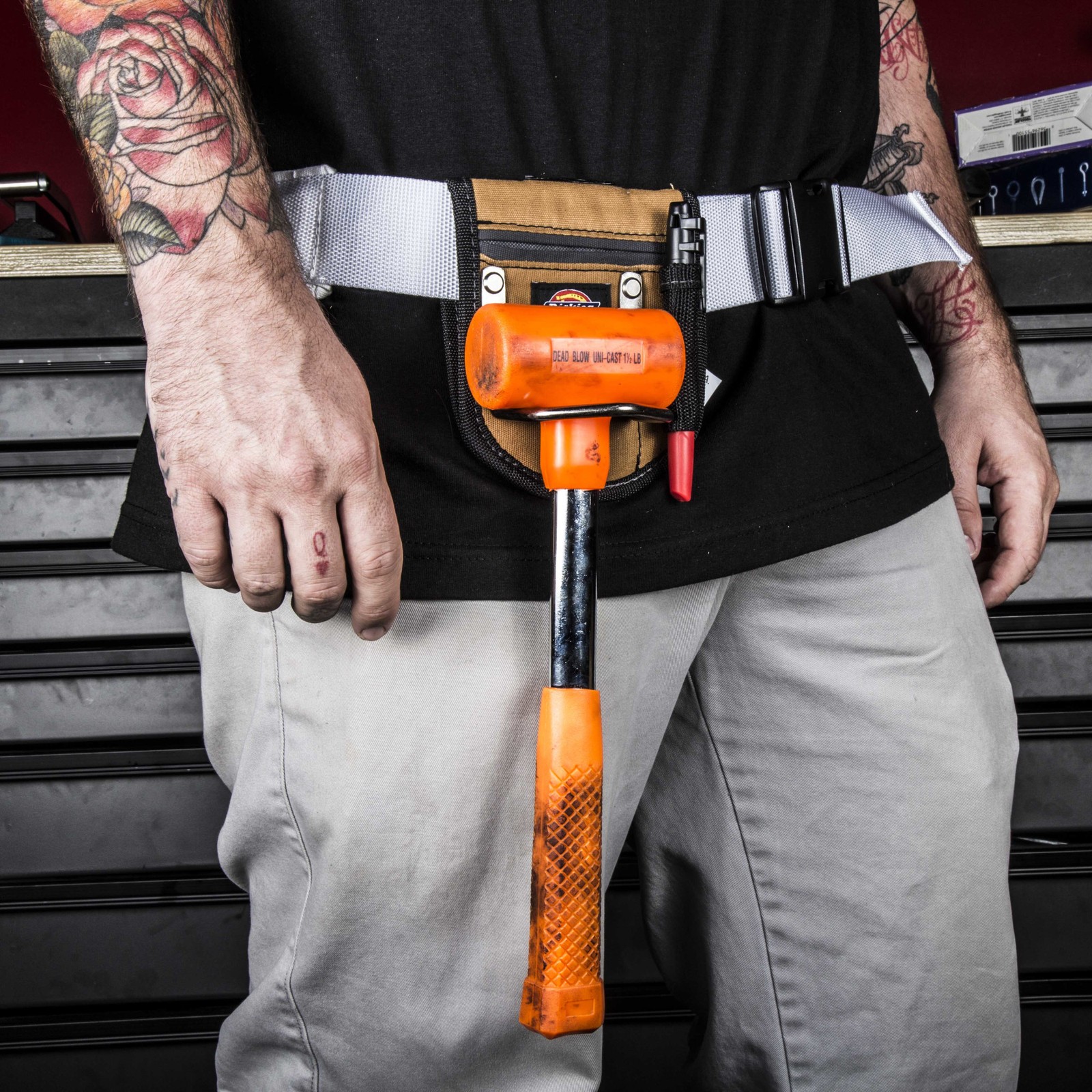 Hammer Holder Loop Tool Belt Pouch Holster Gray Tan Dickies 57017