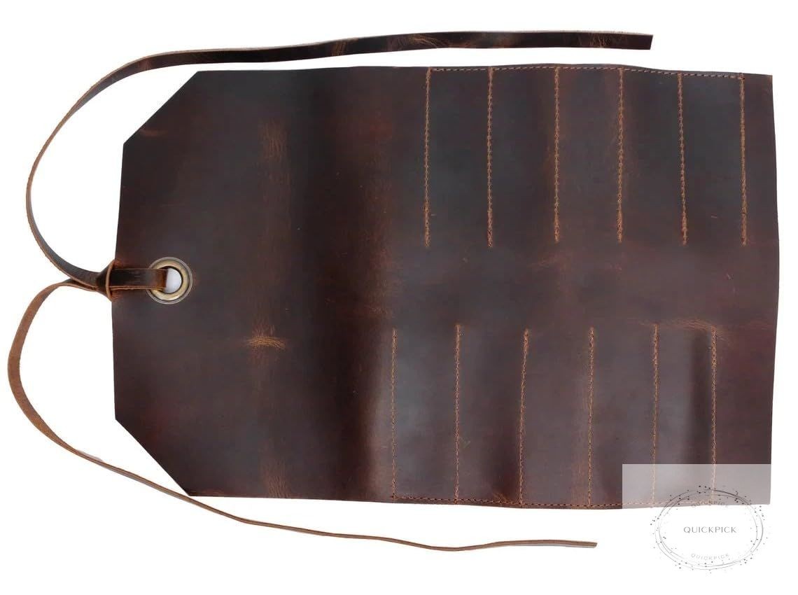 Leather Tool Roll Up Pouch 10 Slots Leather Tool Wrench Roll/Chisel Bag Portable