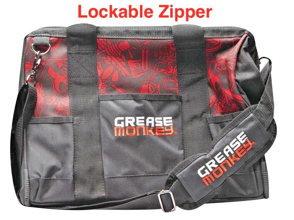 Licensed Grease Monkey 20″ Mechanics Tool Bag Tote Organizer Plumber Electrician