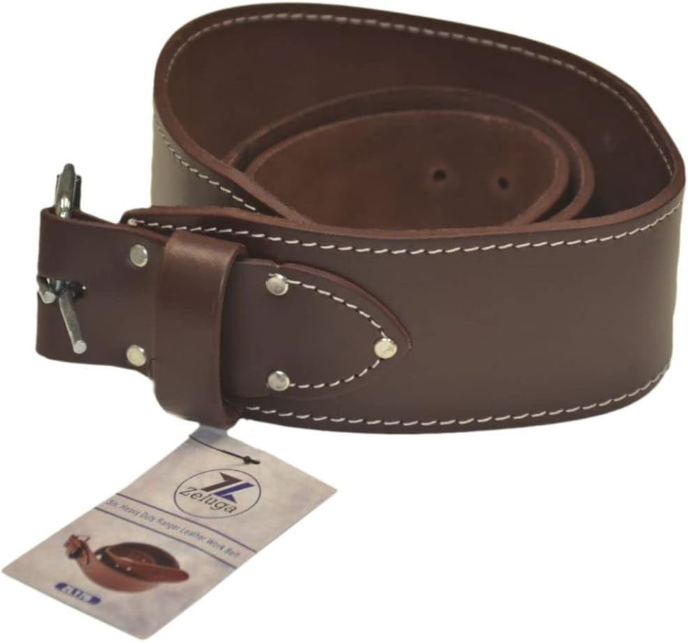 20-176 3In. Heavy Duty Ranger Style Leather Work Belt, Brown