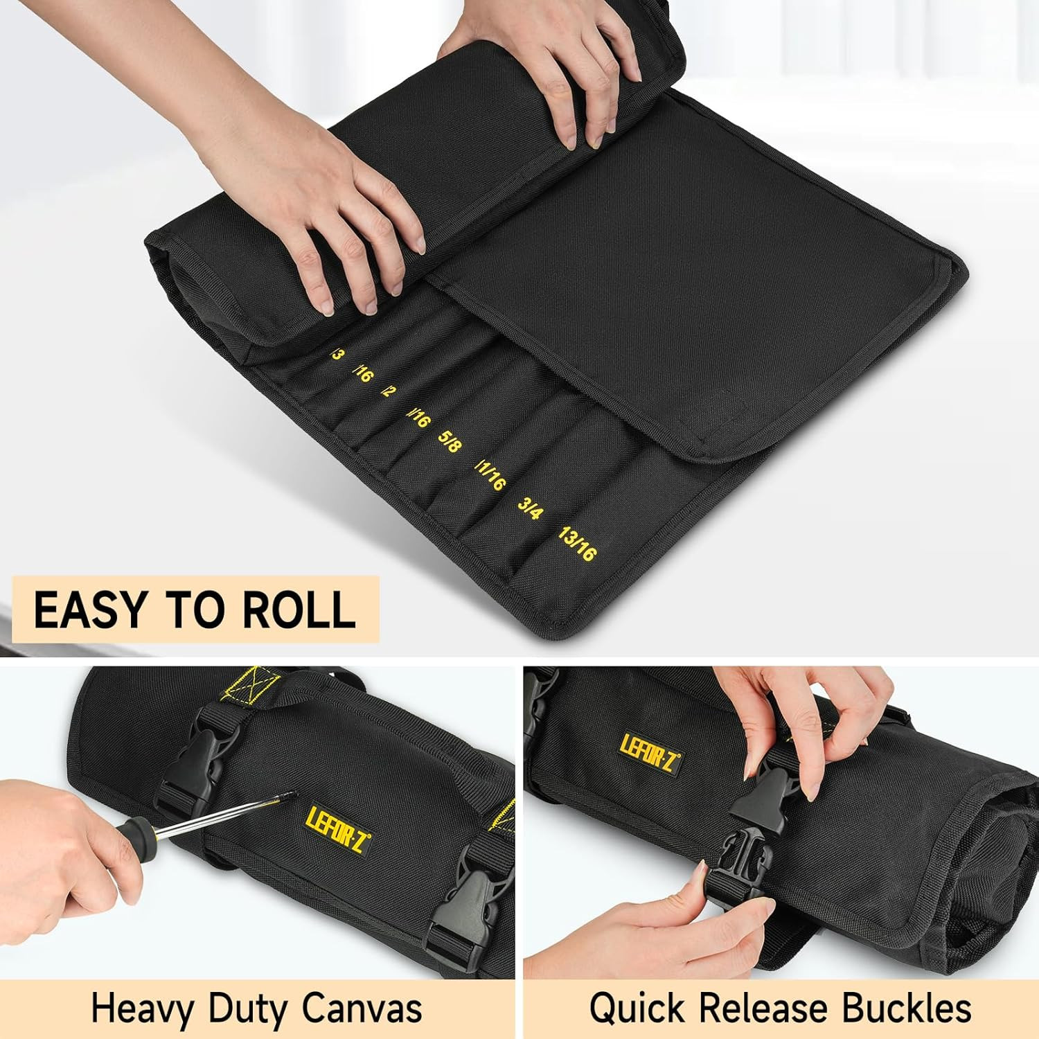 Wrench Roll Organizer 23 + 1 Pocket Heavy Duty Tool Roll Bag Metric & SAE Tools
