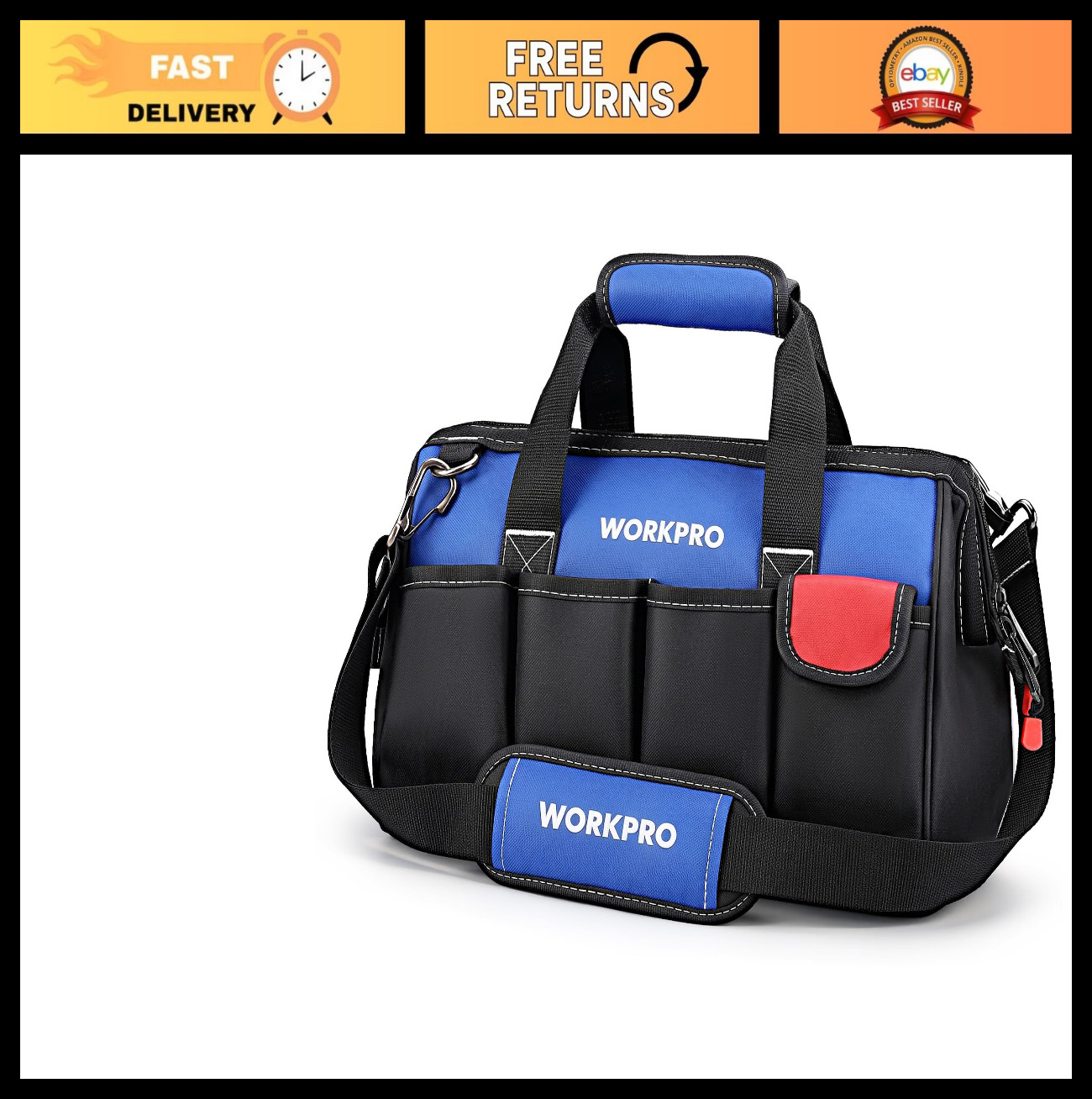 14-Inch Multi-Pocket Tool Bag Organizer with Adjustable Shoulder Strap – Durable
