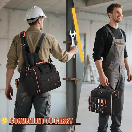 Marscamd Tool Bag with 3 11.5 x 6.5 x 11 inches, Black Red Binding