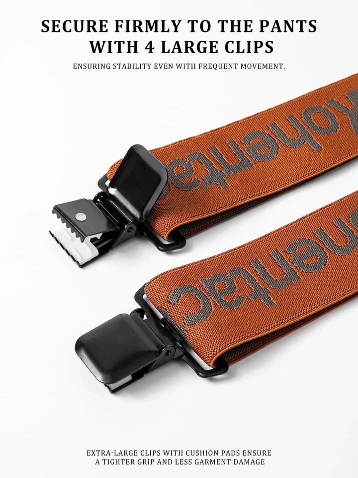 Kohentact Men’s Industrial Strength Work Suspenders 2-Inch 47 inches, Brown