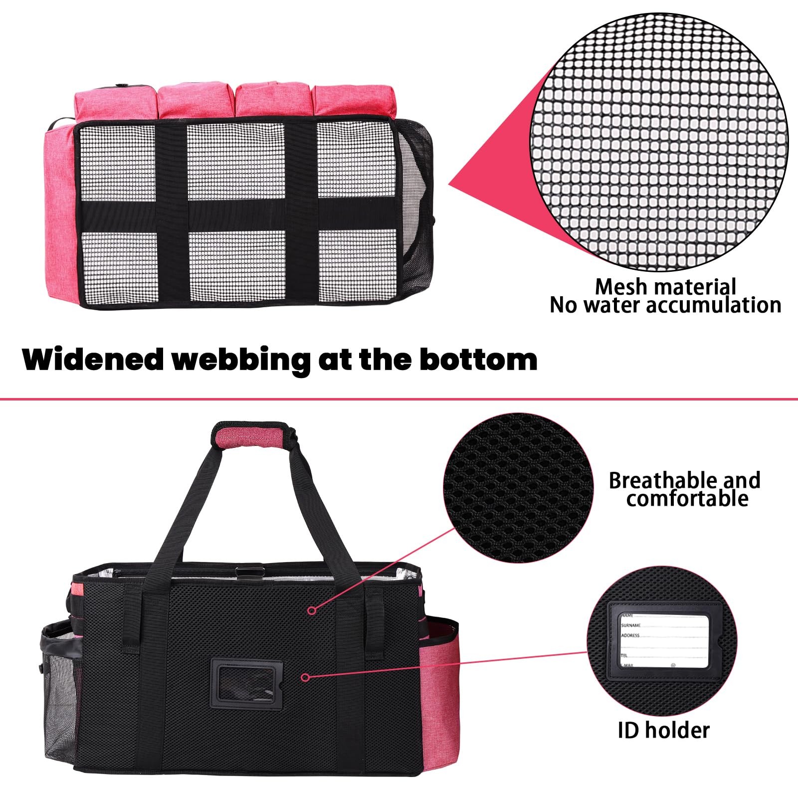 Timoxi Extra large Cleaning Caddy Bag Built-in 19» x 11» x 11», Pink