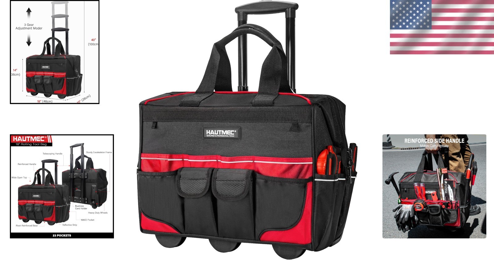 Heavy-Duty Oxford Fabric Tool Bag – 110 lbs Capacity with Telescoping Handle