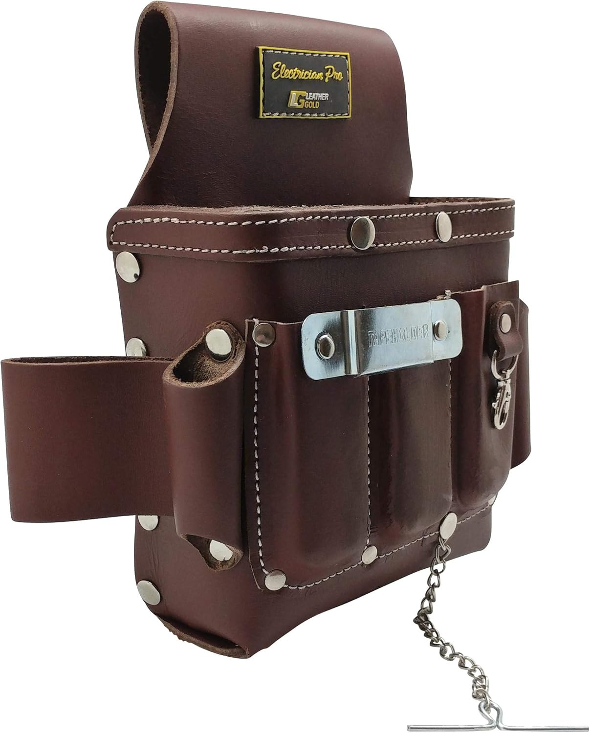 Leather Electrician Tool Pouch, Brown | Professional Tool Belt 3400