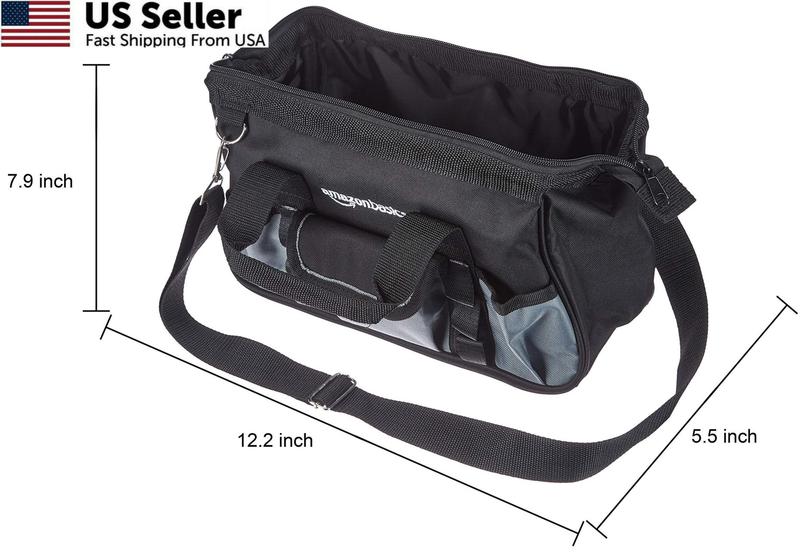 Amazon Basics Durable Wear-Resistant Tool Small Standard Bag, Black & Gray