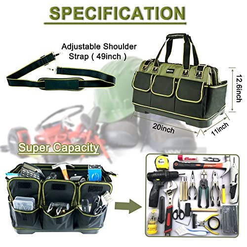 20inch Tool Bag for Men Women Heavy Duty with Waterproof Molded 20in tool bag