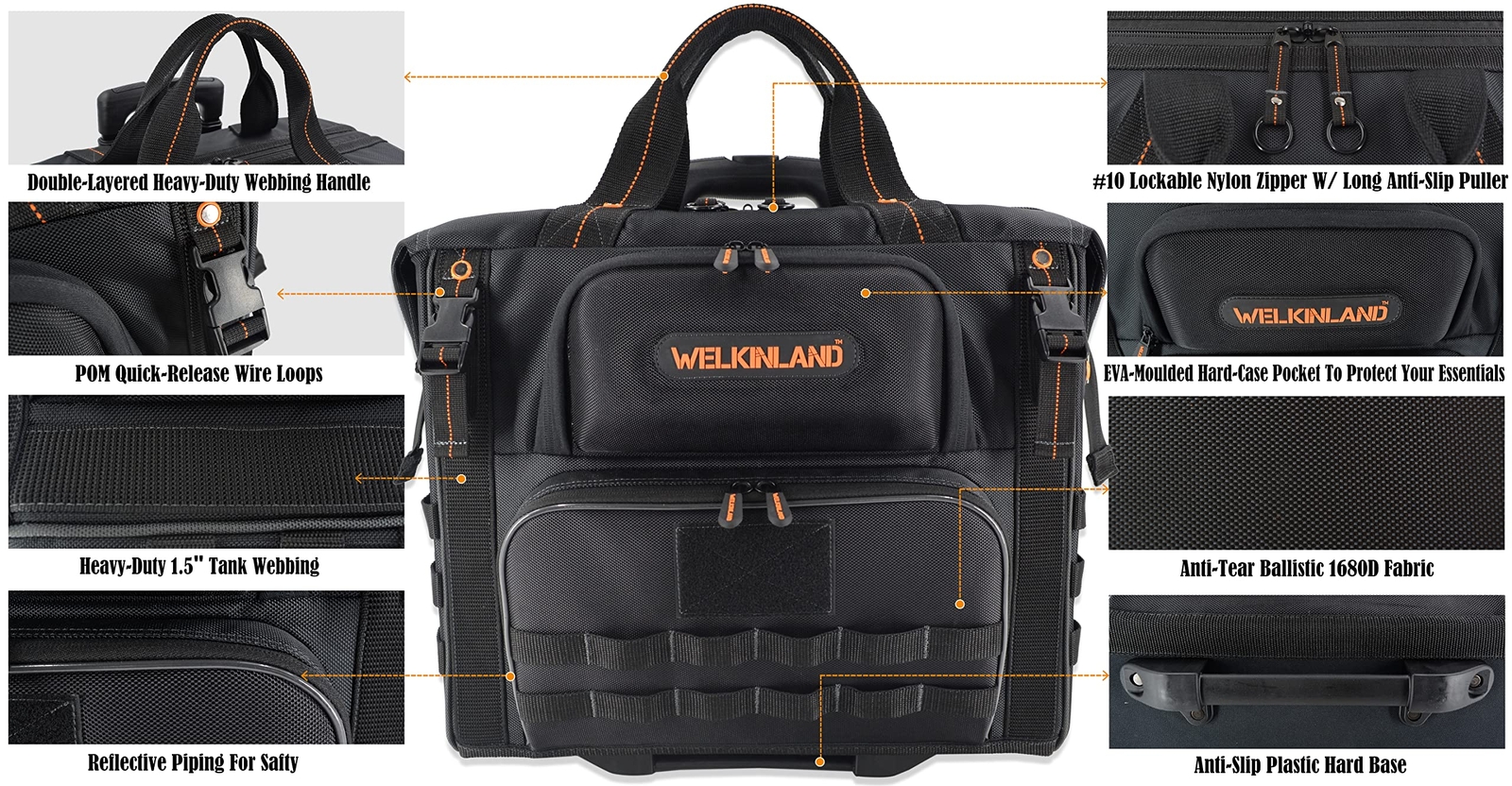 46pockets26″ Rolling Tool Bag Tool Bag With Wheels Large Tool Bag Rolling Tote B