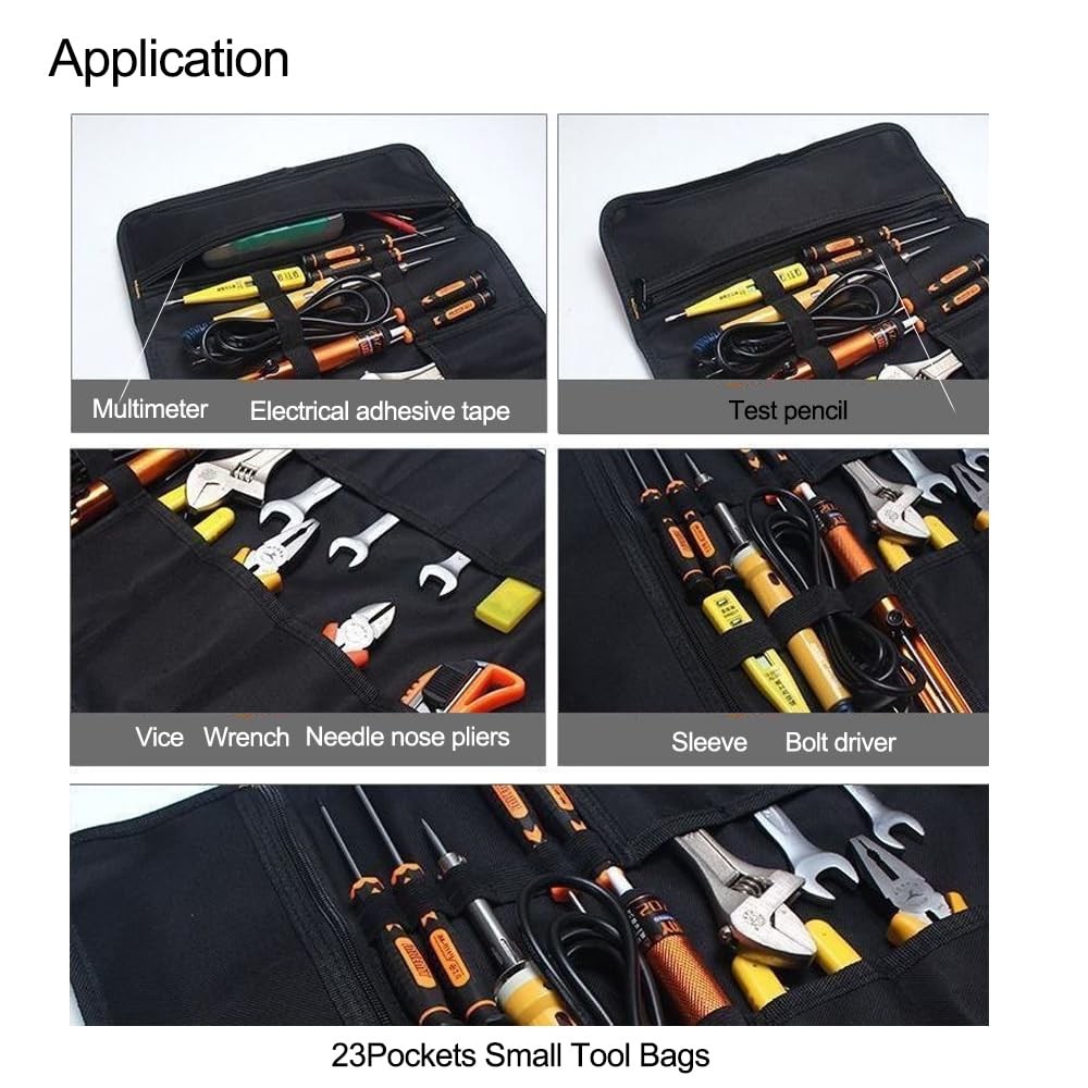23 Pocket Tool Bag Roll Up, Organizer for Men gift, Portable Tool…