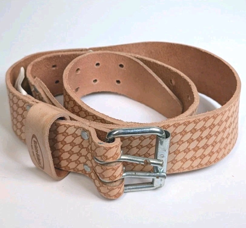 McGuire-Nicholas 2″ Leather Prof Work Belt Tool Belt in Saddle Raw Cow Hide 46”L
