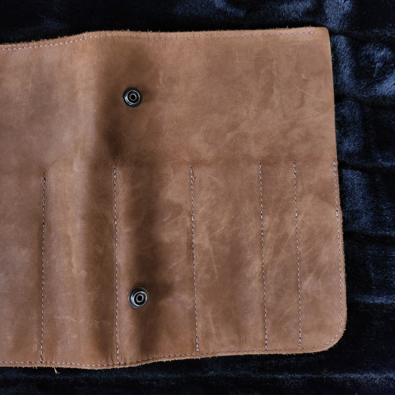 Hide & Drink Rustic Small Suede Tool Roll Up Bag 14 Slots and Pouch 14″ × 9″