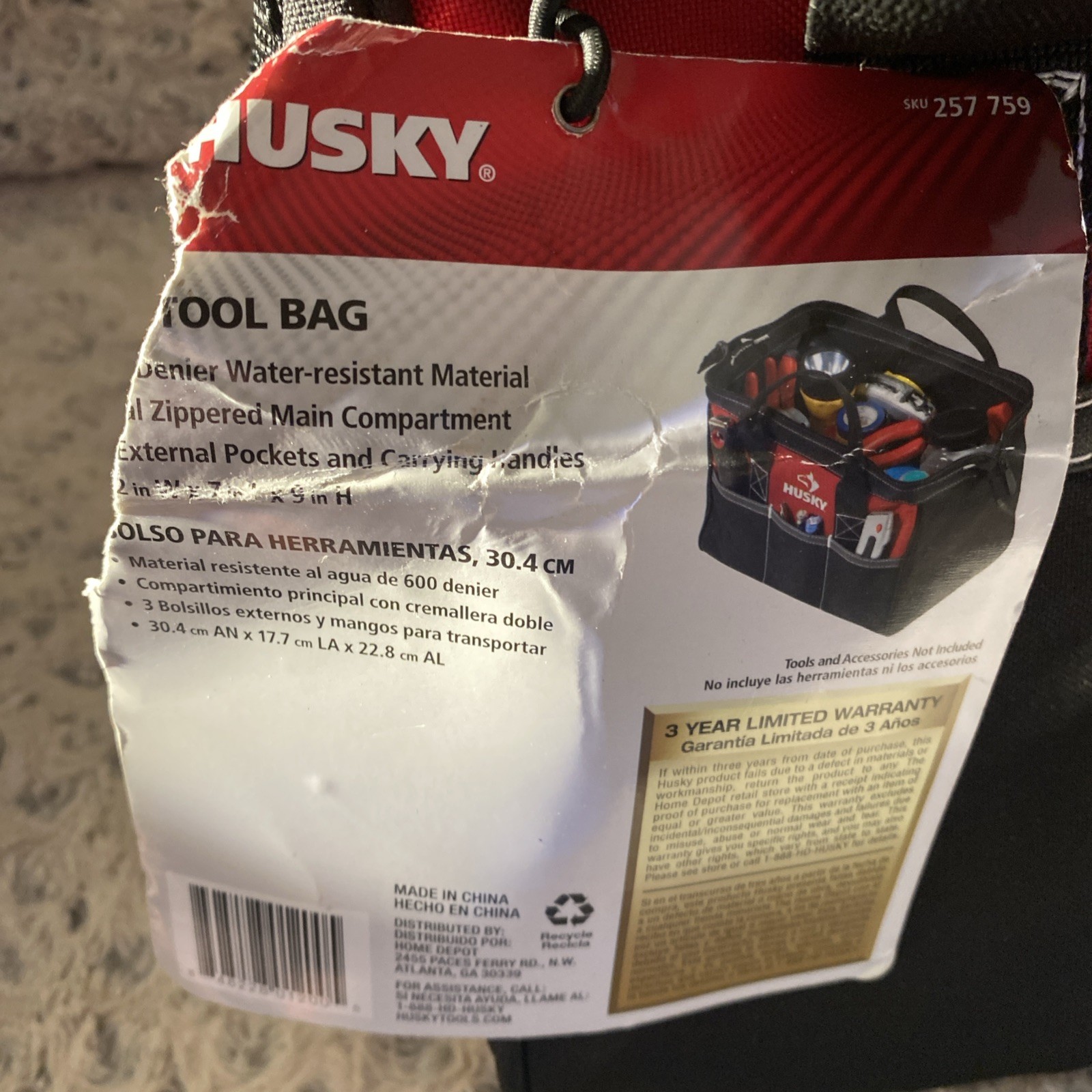 Husky 12-Inch Tool Bag (12 x 9 x 8 inch)