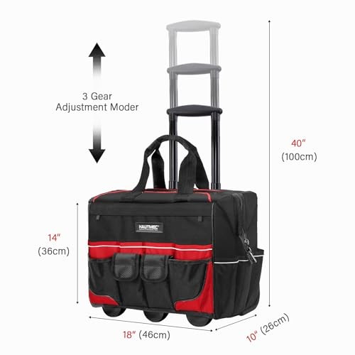 18″ Black Heavy-Duty Water-Resistant Tool Bag with Wheels – 18″ Rolling Tool Bag
