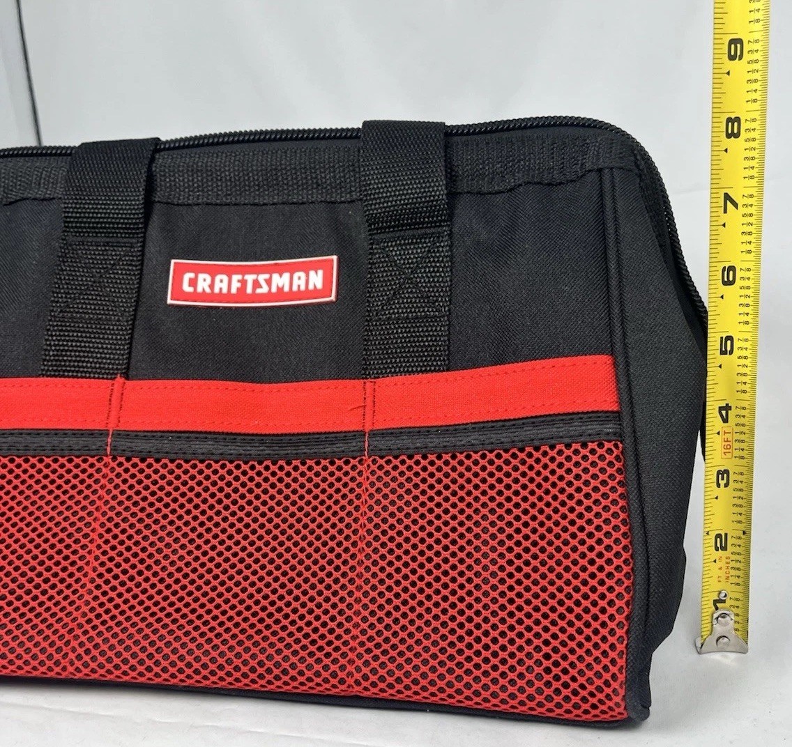 NWT Craftsman 13 in W X 9.75 in H Wide Mouth Tool Bag 6 Pocket Black/Red 513100