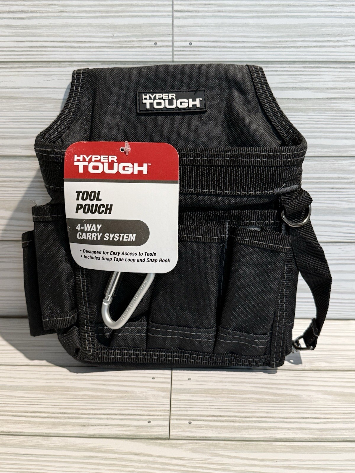 HYPER Tough Tool Pouch 4-Way Carry System Fabric Black Snap Tape Loop Hook