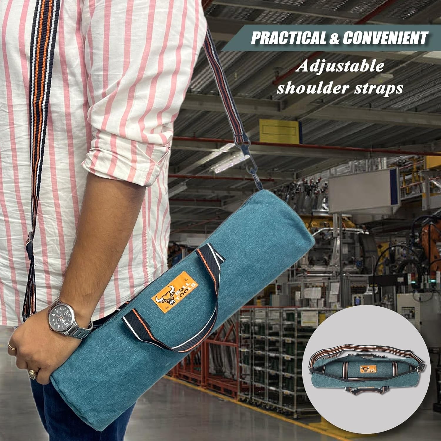 Wrench Organizer 26 Pocket Roll Up Pouch with Carry Bag Tool Metric & SAE Hand