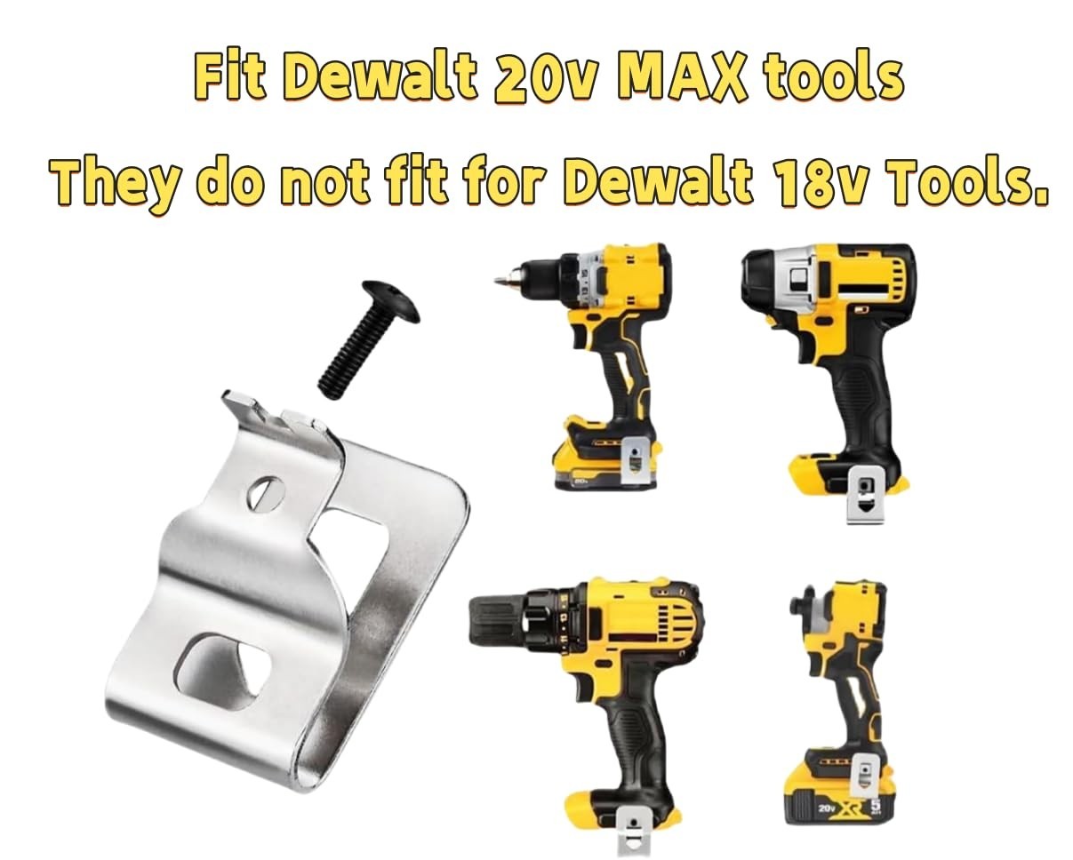Stainless Steel Belt Clips for DeWalt 20V MAX Tools – 2pcs, Reliable & Durable