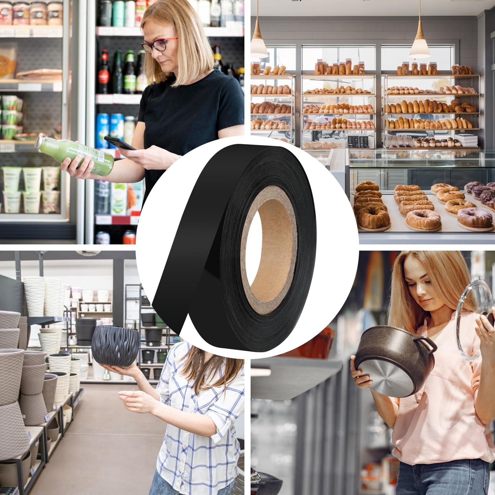 130Ft Shelf Strips Retail Plastic Tags Label Holders 1.25 inches, Black