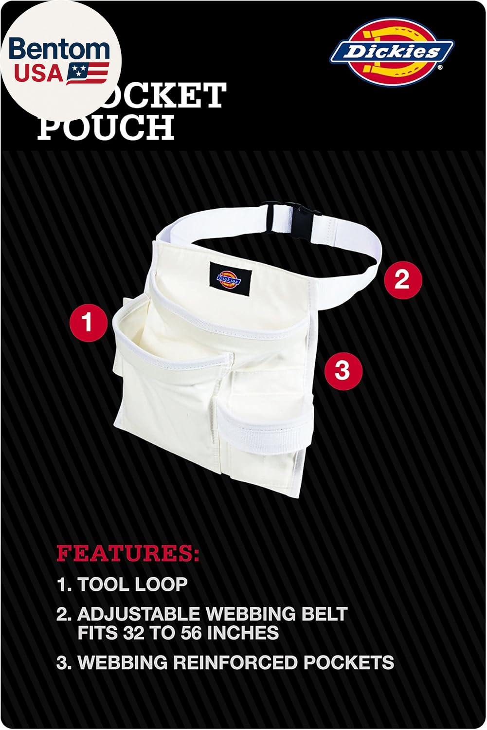 5-Pocket Single Side Tool Belt Pouch/Work Apron, Durable Canvas Construction, Ad