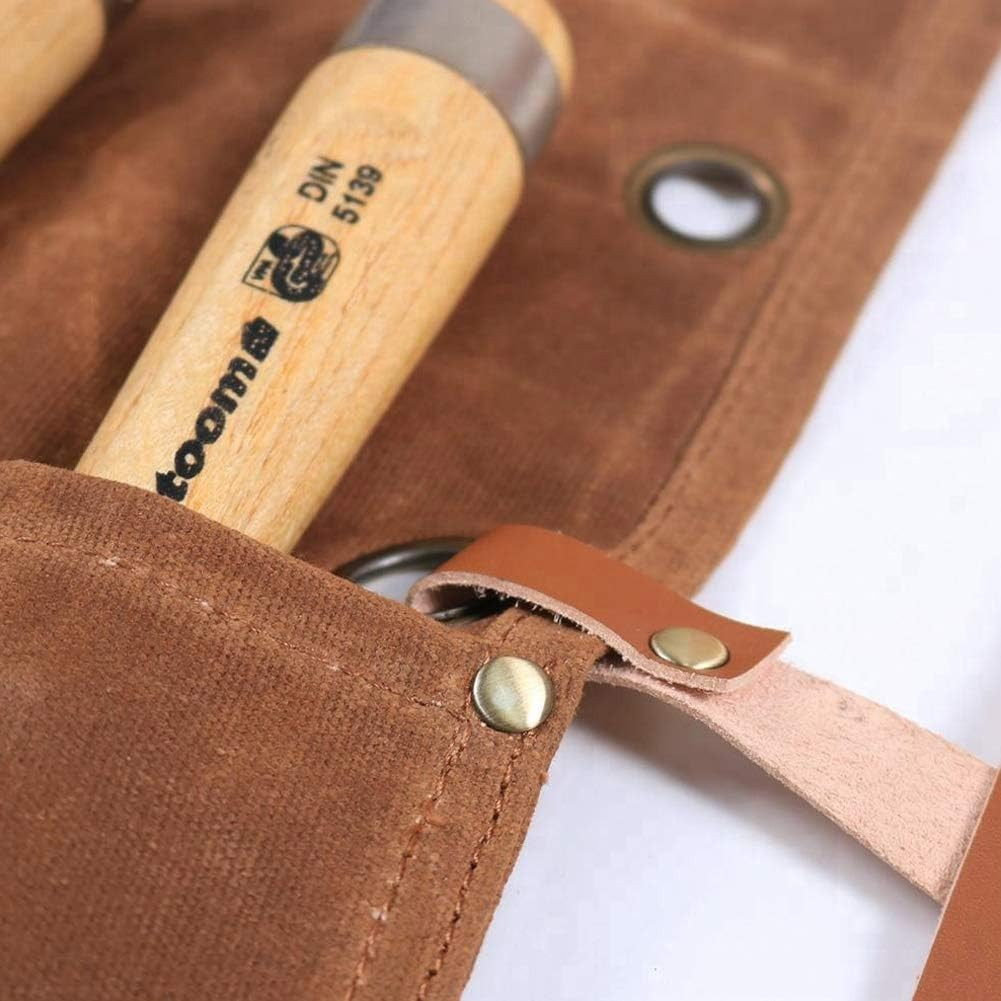 Chisel Roll,Waxed Canvas Tools Wrench Roll up Pouch,Chisel Carrying Case,Wrench