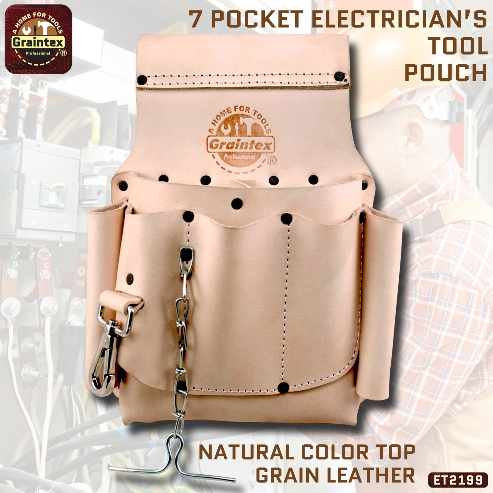 Electrician Leather Tool Pouch | Natural Color Top Grain Leather | Perfect fo…