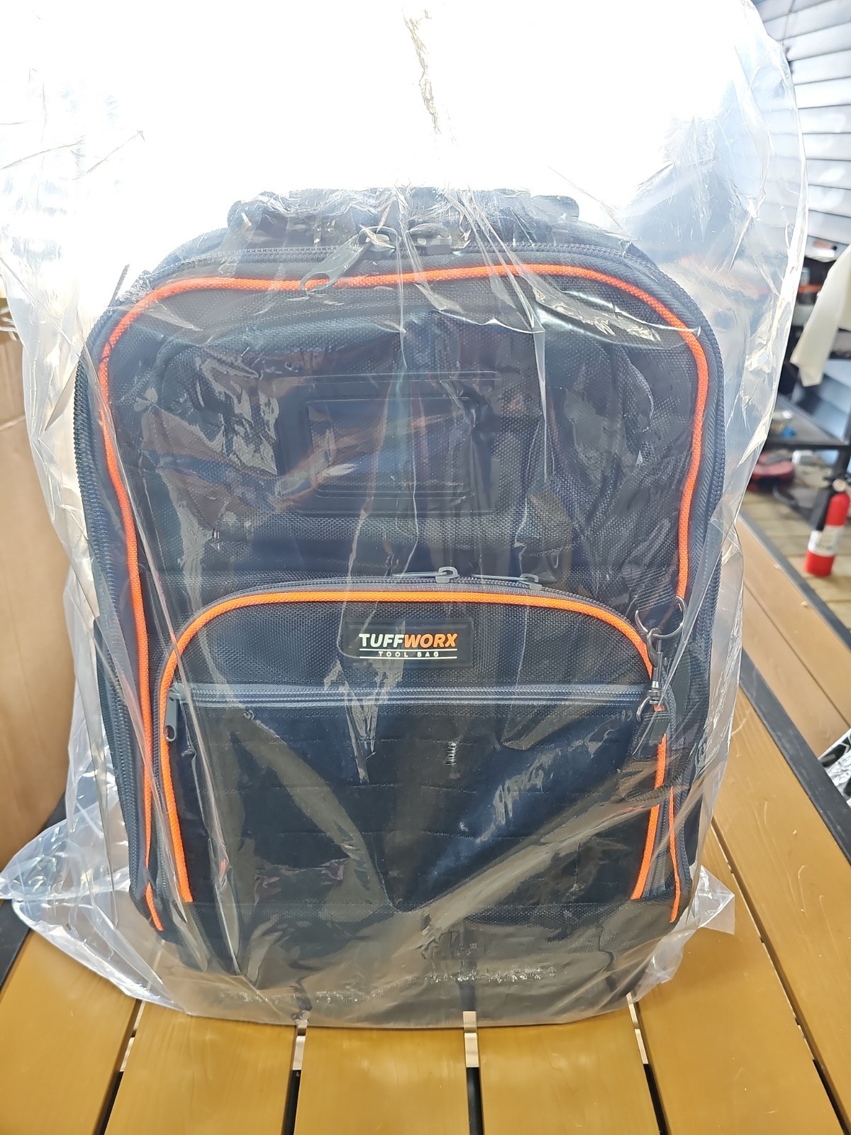 Tuffworx TW012 Heavy Duty Tool Backpack Bag Storage Black Orange Molle Tough