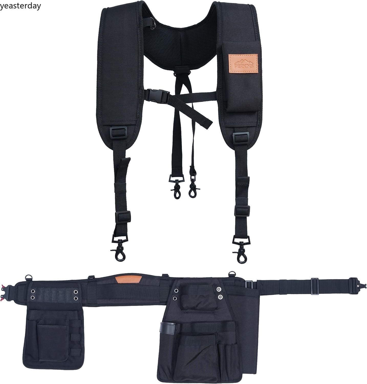 Perkins Builder Brothers Essential Tool Belt Set With Suspenders, Medium