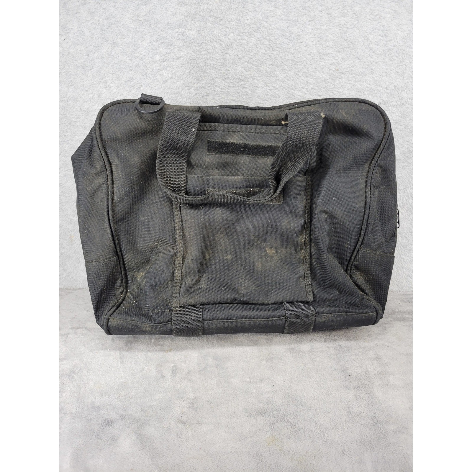 Stanley Bostitch Black Canvas Tool Bag Zippered Multi Compartment Utility 14 in
