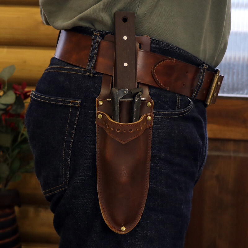 TOURBON Leather Garden Shear Sheath Belt 2 Pocket Pruning Scissors Holster