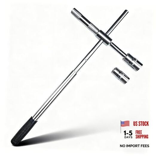 23″ Universal Lug Wrench, 4-Way Heavy Duty Tire Iron with 4″ Wheel