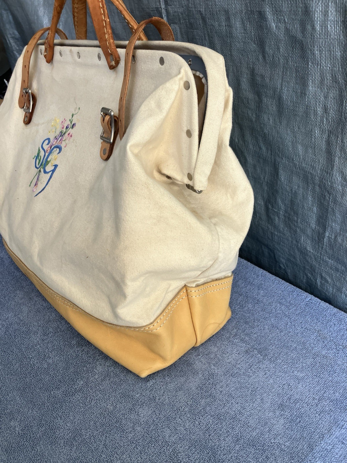 Vintage Nicholas No. M304-1 Tool Bag Canvas & Leather Tote USA