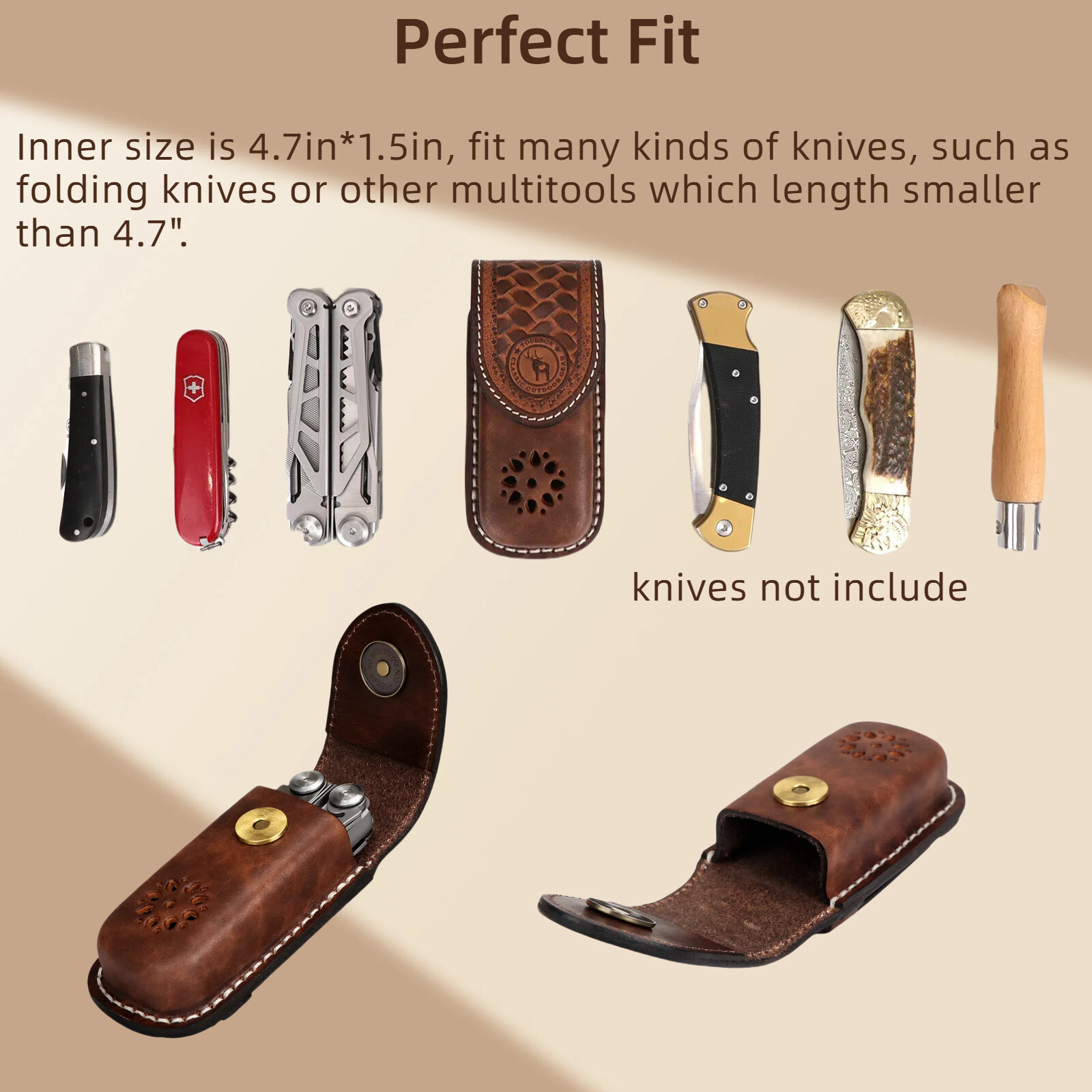 Tourbon Pocket Knife Carry Sheath Knives Storage Belt Case EDC