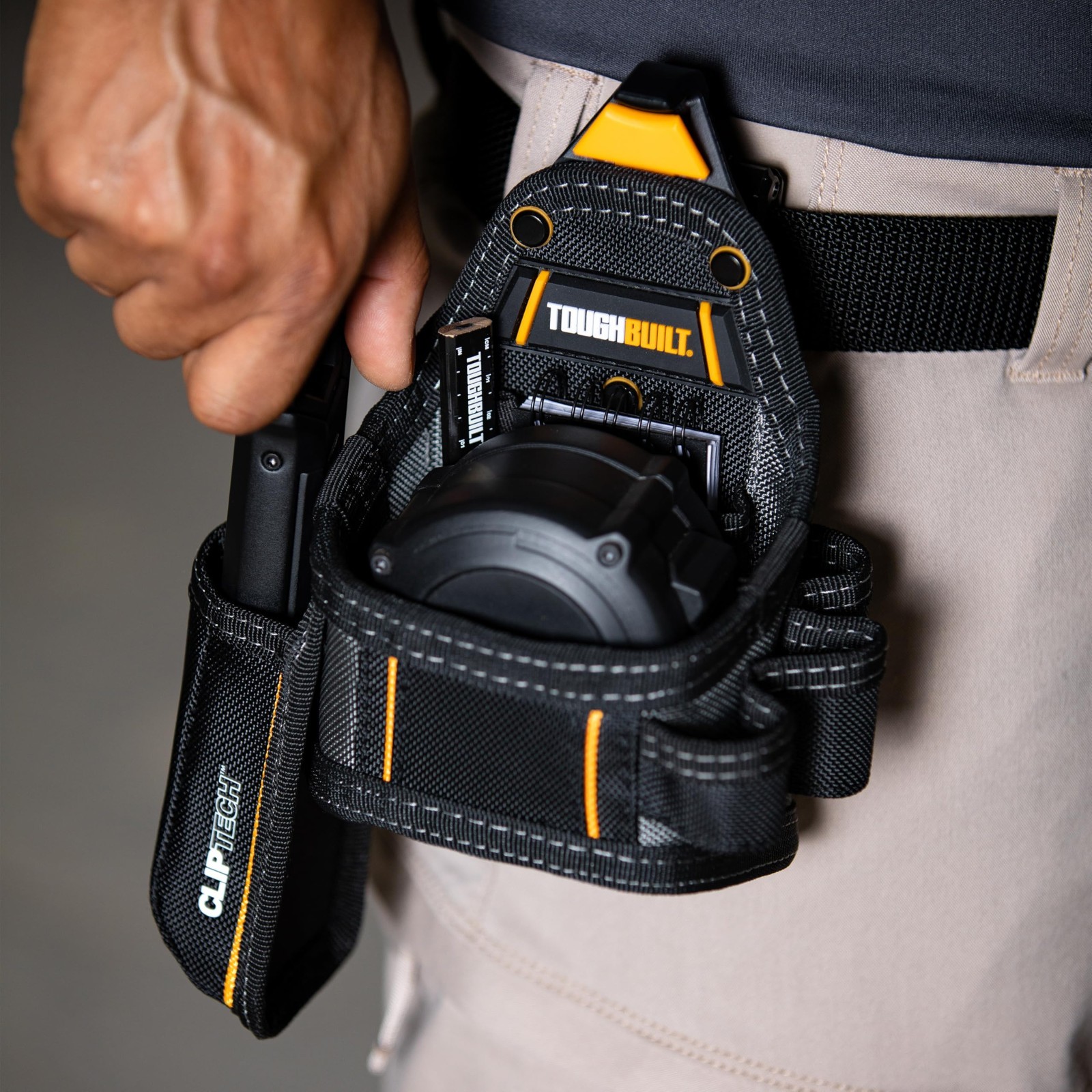 Heavy-Duty Utility Tool Pouch with Multiple Pockets, Secure Clip Attachment, Job