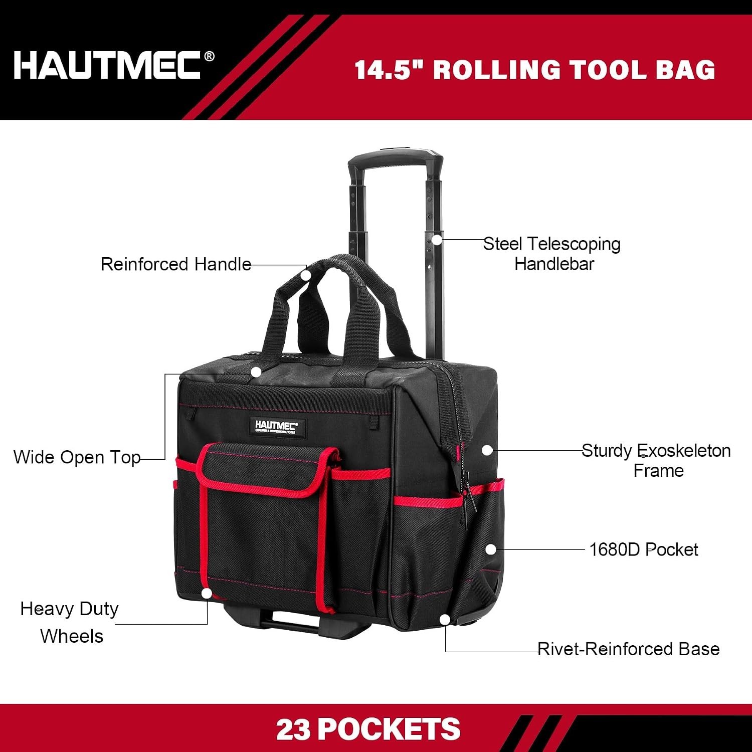 Heavy-Duty 15″ Tool Bag Set with Wheels – Ultimate Organizers for Professionals
