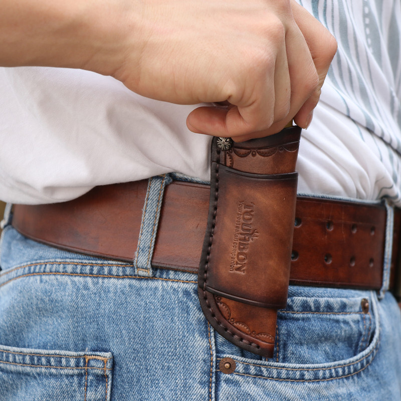 TOURBON Pocket Folding Knife Sheath 4″ Fixed Blade Belt Holster Cover Camping