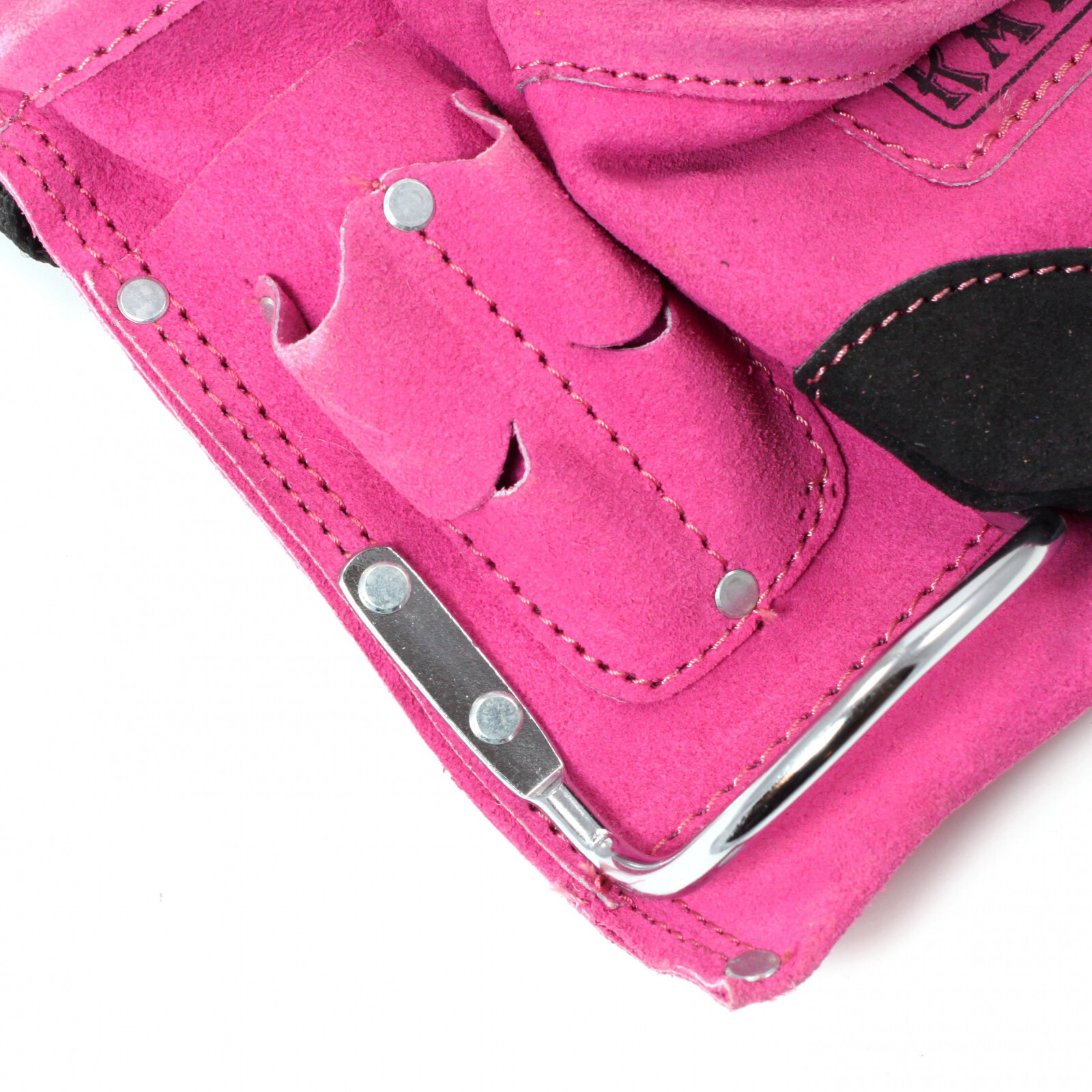 9 Pocket Tool Belt Pouch Heavy Duty Pink Suede Leather Fits Hammer And Nails