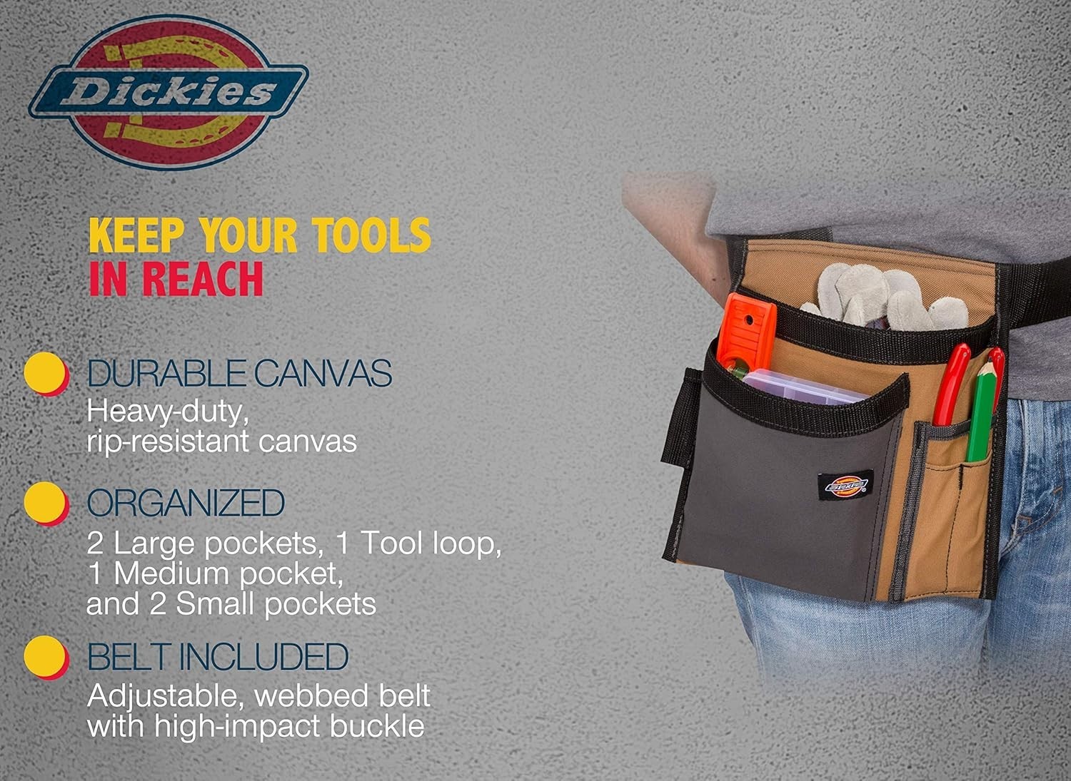 Convenient 5-Pocket Tool Belt Pouch with Durable Construction for DIY Projects