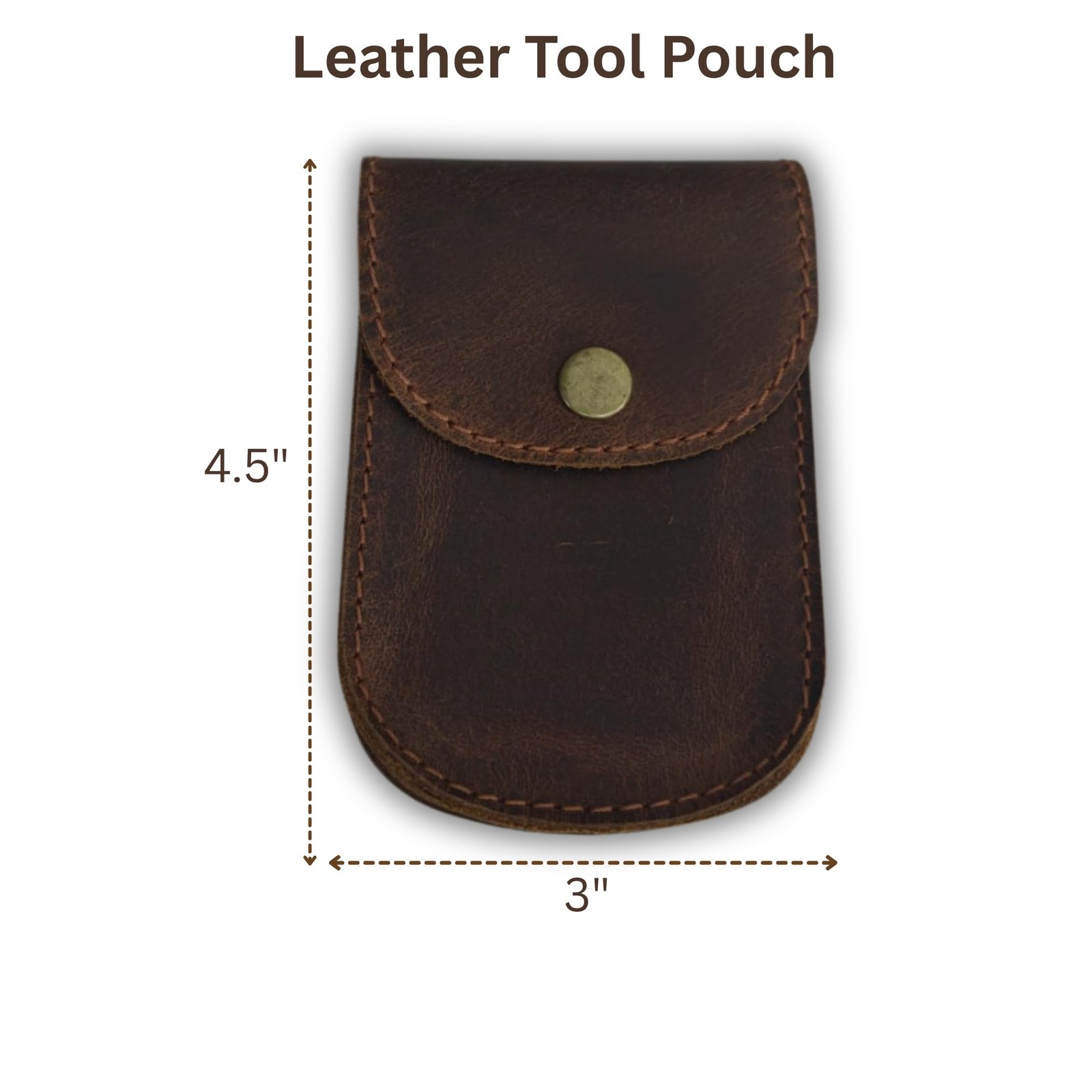 Handmade Leather EDC Pouch – Dark Brown Full Grain Utility Belt Holster for Men