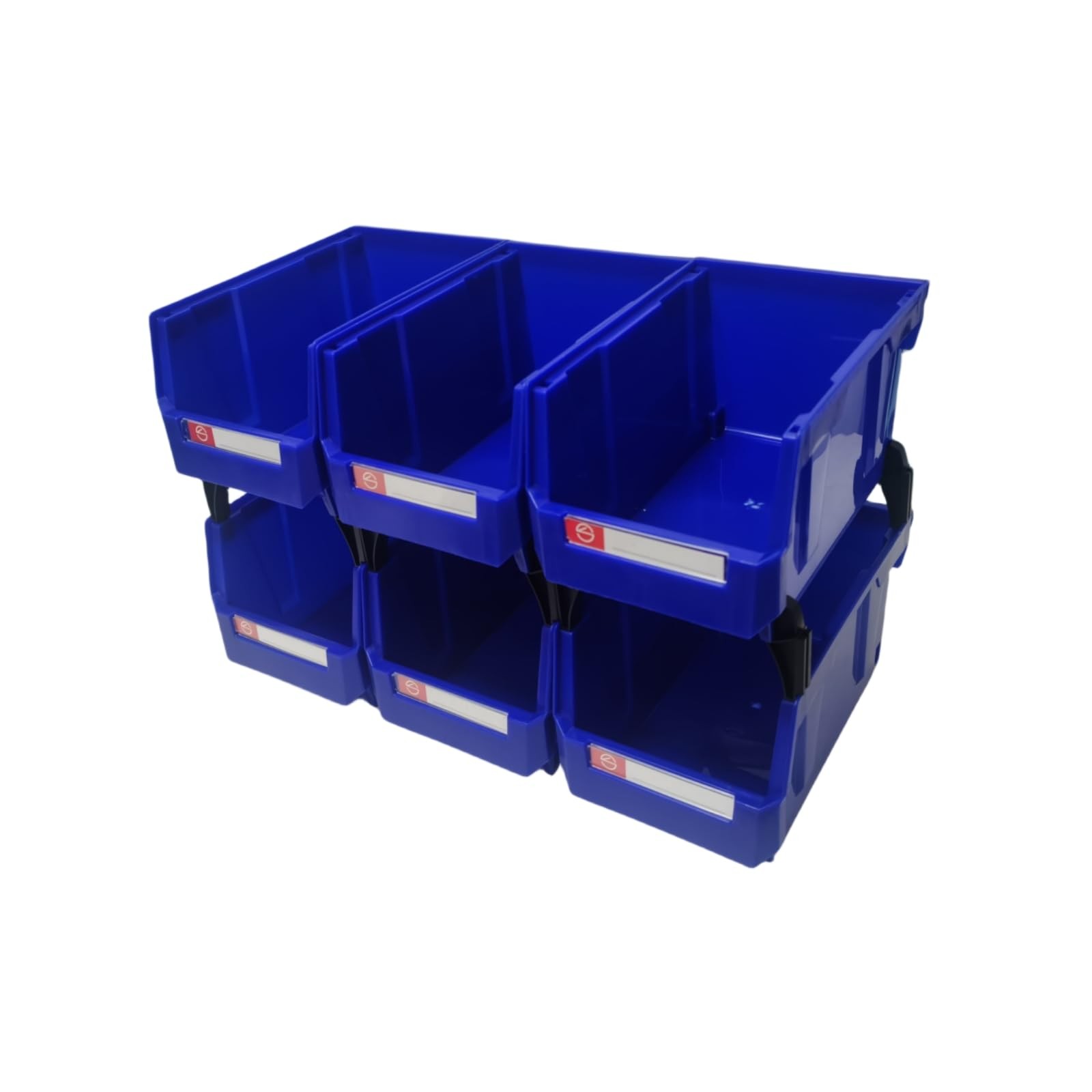 6 PCS Wall Mount Storage Organizer Bins Stackable Shop Tool Rack Screws Blue