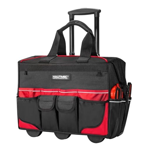 18″ Black Heavy-Duty Water-Resistant Tool Bag with Wheels – 18″ Rolling Tool Bag