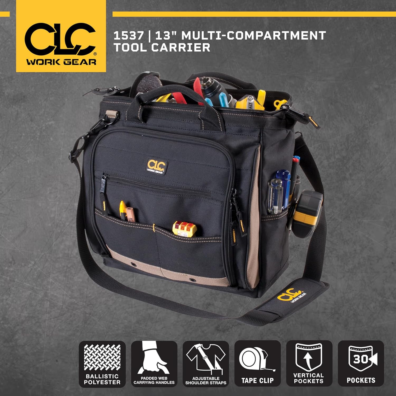 Versatile 30-Pocket Tool Carrier – 13″ Multi-Compartment Organizer